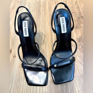 Steve Madden Gradedigrado Black Patent Slingback Stiletto Heels Size 8.5